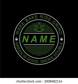 Modern Vintage Green Cannabis Emblem T-shirt Design Branding Identity Logo