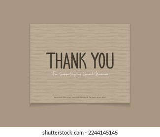 Modern vintage greeting card design vector template, brown color theme thank you text card design for small businesses, delivery order elements, clothing or any product businesses thank you cards.