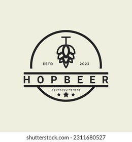 Modern vintage hop beer cone pine logo design