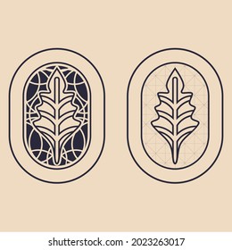 Simbolismo moderno de diseño vectorial de logo de hoja vintage
