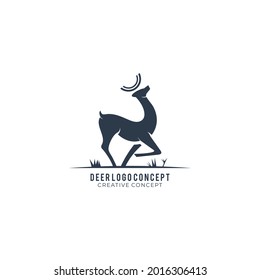 Modern vintage logo animal deer vector illustration