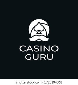 Modern Vintage Logo Design Vector Template, Casino, Poker Symbol and Guru, Religion, People