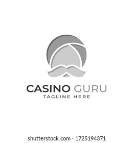 Modern Vintage Logo Design Vector Template, Casino, Poker Symbol and Guru, Religion, People