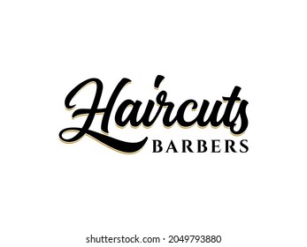 Modern vintage logo and mustache icon of barber shop vector design.  hair cut and beard shave equipment or hairdresser tools ideal classic design for barbershop