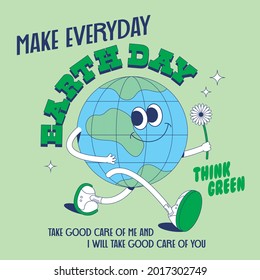 modern vintage and retro earth day greetings design template vector, illustration