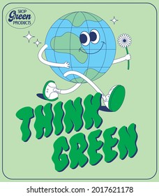 modern vintage and retro save the planet poster template vector, illustration