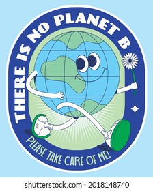 modern vintage and retro save the planet sticker design template vector, illustration