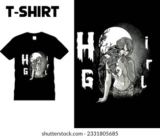 Modern, Vintage, T-shirt design, Hot girl, girl t-shirt design 