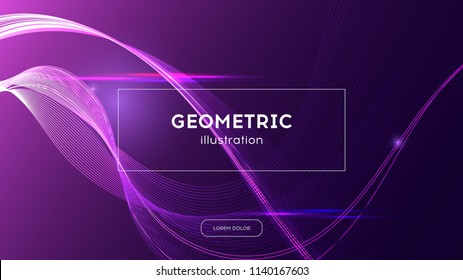 Modern violet background with abstract wave. Trendy screen design with colored gradient, landing web page, vector eps10