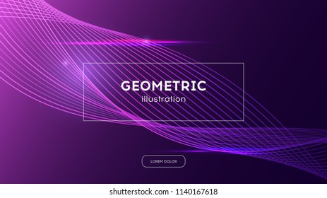 Modern violet background with abstract wave. Trendy screen design with colored gradient, landing web page template, vector eps10