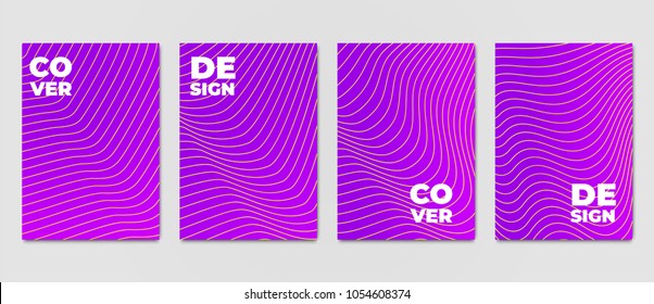 Modern violet cover design set with geometric pattern