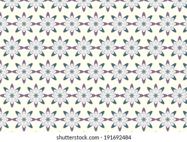 Modern violet flower pattern in boomerang shape on light yellow background. Novel blossom pattern in sweet style for love or cute design