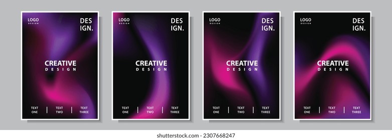 modern violet light wave gradation abstract cover template background set collection design vector