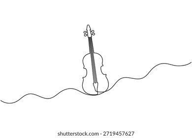 Violín moderno continuo de una línea de arte Minimalista Vector de instrumentos musicales