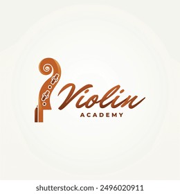 modern violin headstock neck of cello icon logo vector illustration design. vintage musical instrument logo concept