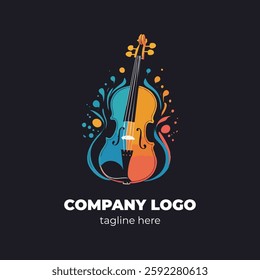 Modern violin logo vector ideal for music production company symphony orchestra or music academy with artistic violin illustration