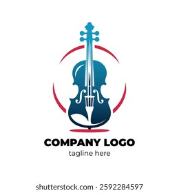 Modern violin symbol for digital music platforms violin recording studios or violinist branding with creative violin elements
