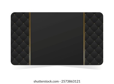 Modern VIP access card with shiny gold accents. Black leather background with copy space. Vector illustration on transparent background