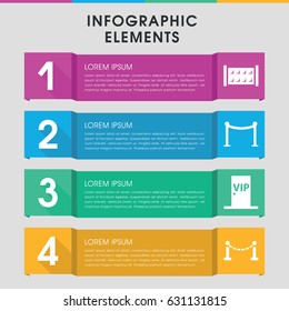 Modern vip infographic template. infographic design with vip icons includes fence, red carpet barrier. can be used for presentation, diagram, annual report, web design.