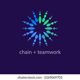Modern virtual chain dot logo. Unique color transitions. Virtual cryptocurrency logo template. vector.