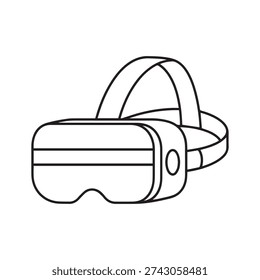 Modern Virtual Reality Headset Line Art Icon - VR Glasses and Gaming Technology Vector Illustration for Metaverse Designs