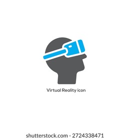 Modern virtual reality icon in flat minimalist style, VR headset concept illustration, simple vector design for gaming, technology, and digital innovation themes

