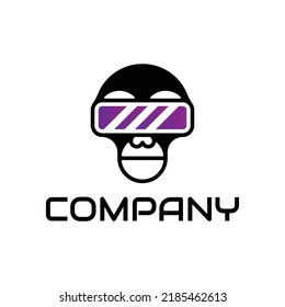 modern virtual reality monkey mascot vector logo design