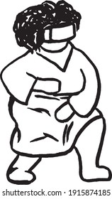 Modern virtual reality representation in line art