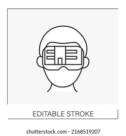  Modern virtual technology line icon. VR headset. Person in virtual glasses. Goggles. VR concept. Isolated vector illustration.Editable stroke. Vector illustration