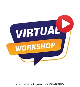 modern virtual workshop banner badge for professional online training education and digital learning creative event promotion