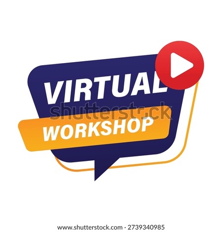 modern virtual workshop banner badge for professional online training education and digital learning creative event promotion