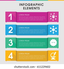 Modern virus infographic template. infographic design with virus icons includes bacteria. can be used for presentation, diagram, annual report, web design. 