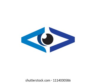 Modern Visionary Future Eye Programming Script Logo Illustration In Isolated White Background