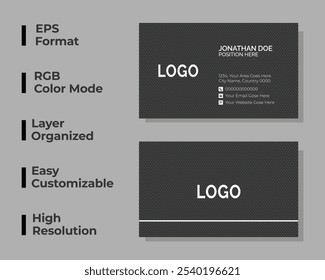 Tarjeta de visita moderna, tarjeta de visita corporativa de doble cara, tarjeta de visita personal, tarjeta de nombre mínima, diseño, conjunto