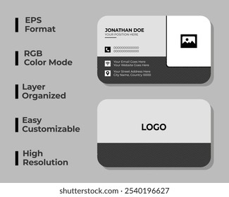 Tarjeta de visita moderna, tarjeta de visita corporativa de doble cara, tarjeta de visita personal, tarjeta de nombre mínima, diseño, conjunto