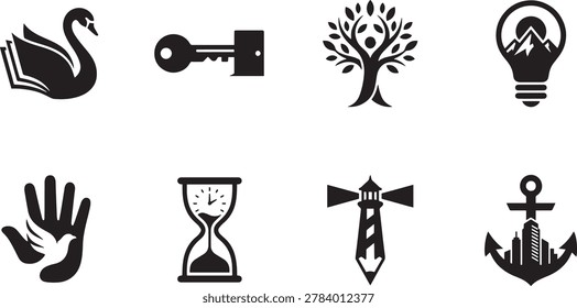 Modern visual identity graphic elements vector collection, conceptual multi meaning badges for marketing and company logo