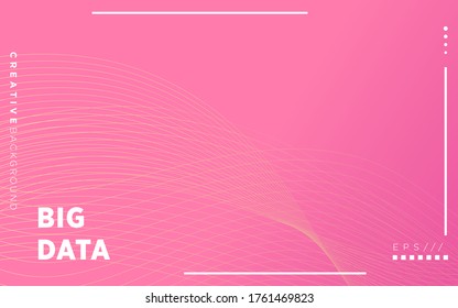 Afiche técnico de visualización moderna. Partículas digitales brillantes. Concepto de Big Data. Banner blanco de tecnología. Movimiento de partículas. Análisis de Big Data. fondo de número binario azul. Resumen técnico rosado.