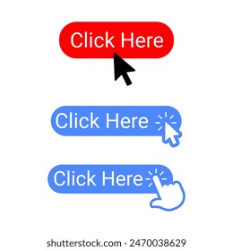 A modern and visually appealing 'Click Here' button design, ideal for content creators and users to drive engagement and interaction effortlessly.