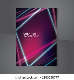 Modern vivid colorful laser beams on abstract blend dark purple pink background for posters brochures or book covers