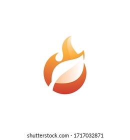 Modern Vivid Nature Leaf in Negative Space and Fire Flame Blaze Logo Symbol with Bright Gradient Color 