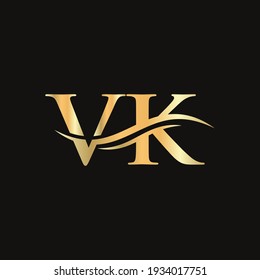 Modern VK Logo Design for business and company identity. Creative VK letter with luxury concept
