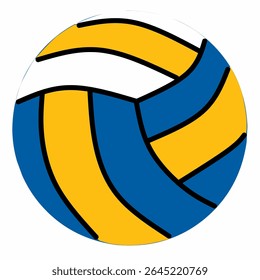 Modern volleyball in bright blue, yellow, and white. Great for sports branding, posters, and team materials. Clean and bold style for versatile use.
