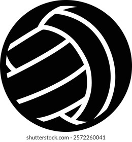 Modern Volleyball Icon in Simple Black Style for Sports Digital Media