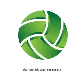 Modern Volleyball Logo - 3D Green Volleyball Illustration