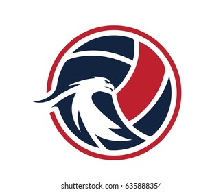 Modern Volleyball Logo - Elegant Eagle And Volleyball Ball Silhouette