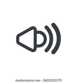 Modern volume symbol design, vector illustration of a speaker icon with sound waves. Sleek audio icon, sound wave symbol, and speaker graphic on a white background.
