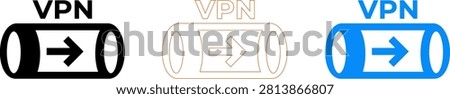 Modern vpn network connection icons in different colors isolated on transparent background, Vector