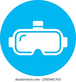 A modern VR Headset icon with a clean white outline on a light Cambridge blue background. Sleek and minimalistic, symbolizing virtual reality, immersive experiences, and cutting-edge technology.