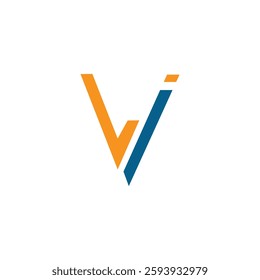 Modern V-shaped logo design in orange and navy blue