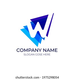 Modern W letter logo । technology w Logo design । up logo। arrow icon